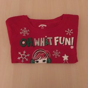 Girls holiday “oh what fun” long sleeve shirt.